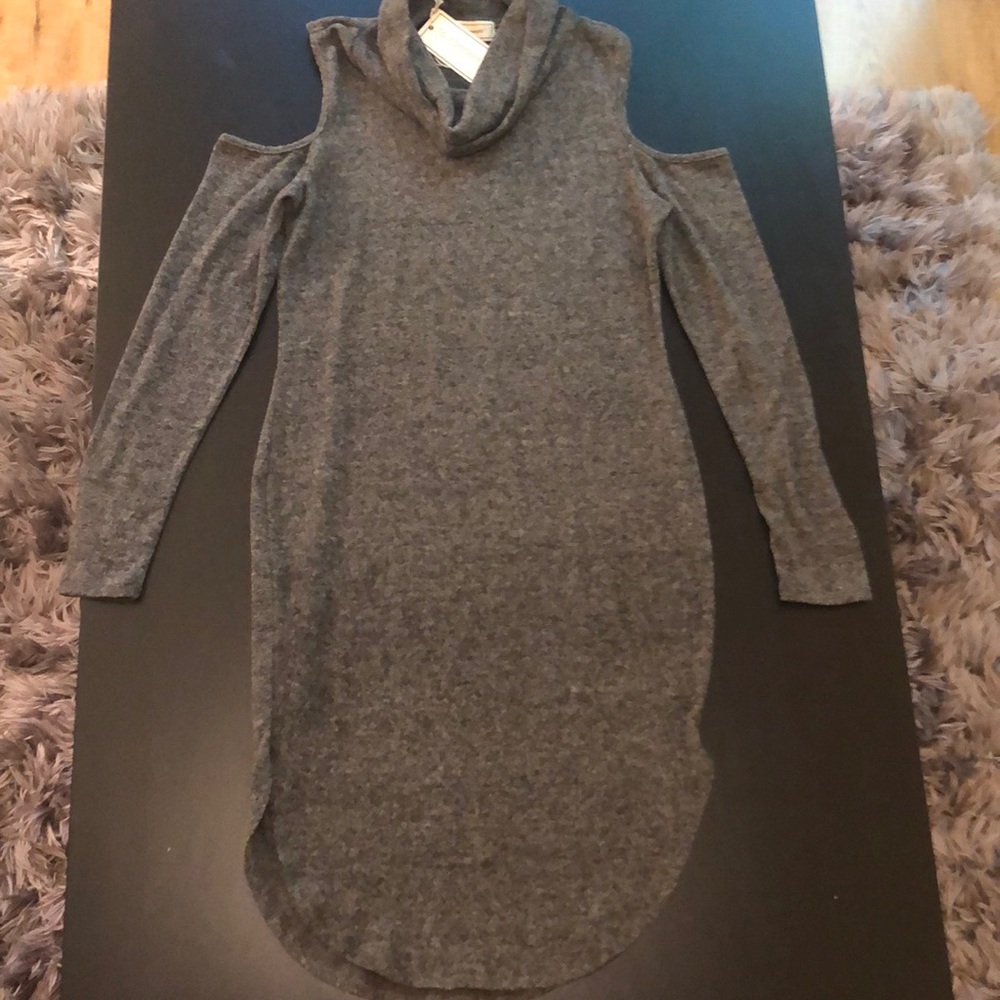 Grey Cowl Neck Dress